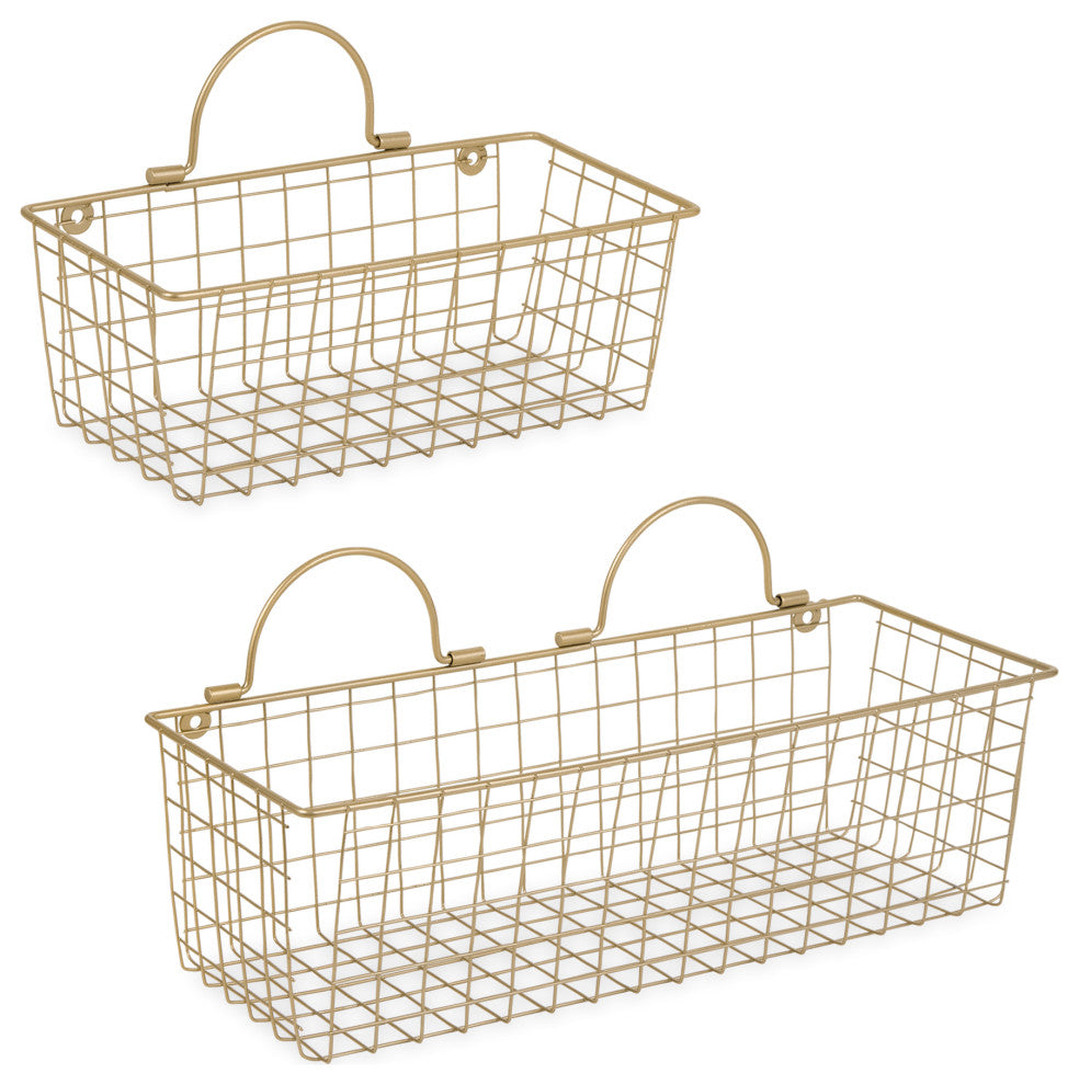 Assorted Gold Wire Wall Basket (Set of 2)