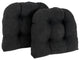 19" U-Shaped Micro Suede Tufted Dining Chair Cushion, Set of 2, Black