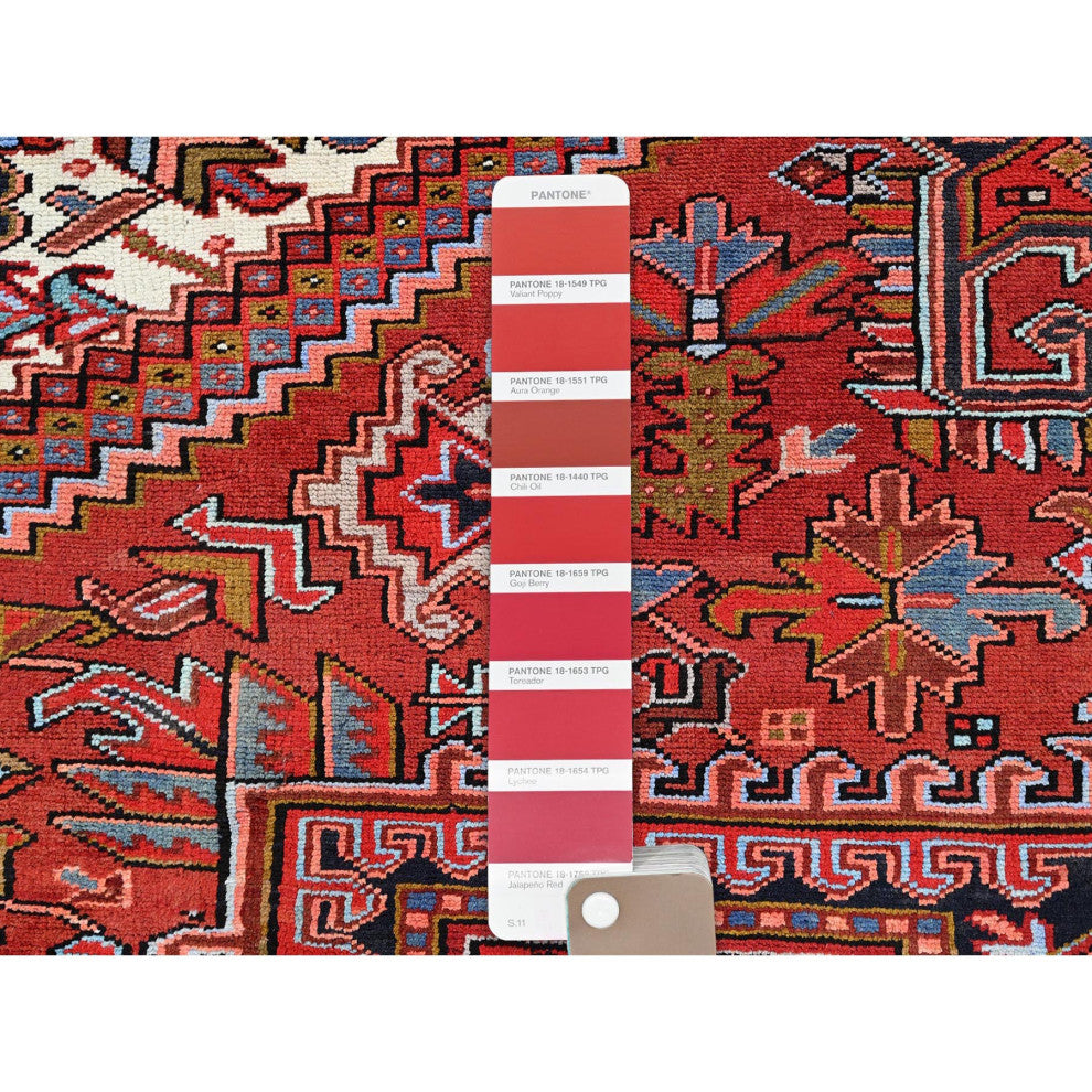 Barn Red Vintage Persian Heriz Pure Wool Hand Knotted Oriental Rug 10'x12'8"