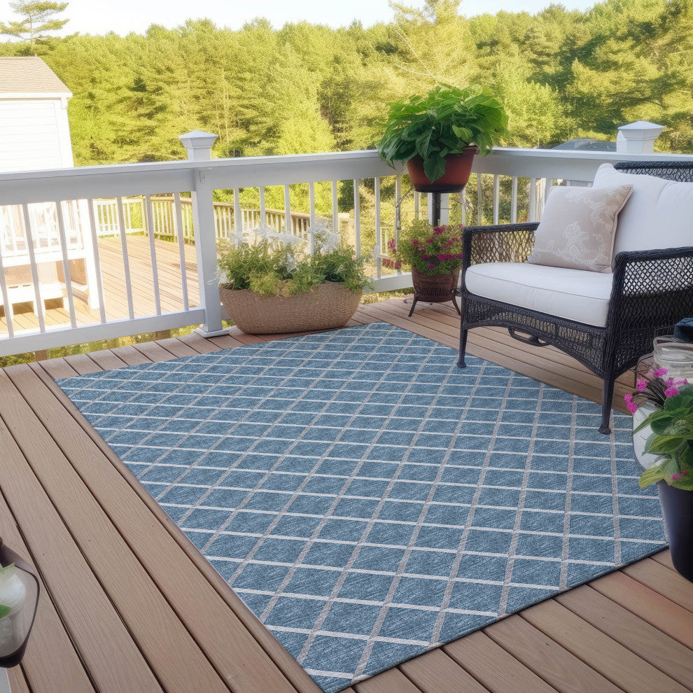 Indoor/Outdoor York YO1 Sky Blue Machine Washable 5' x 7'6" Rug