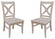 Set of Two Vineyard Curved X Back Chairs, Washed Gray Taupe