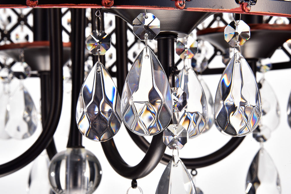 Marya 4-Light Oil Rubbed Bronze Round Beaded Drum Chandelier Crystals Glam