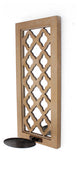 6" x 7.5" x 17" Tan Wooden Cross Candle Holder Sconce