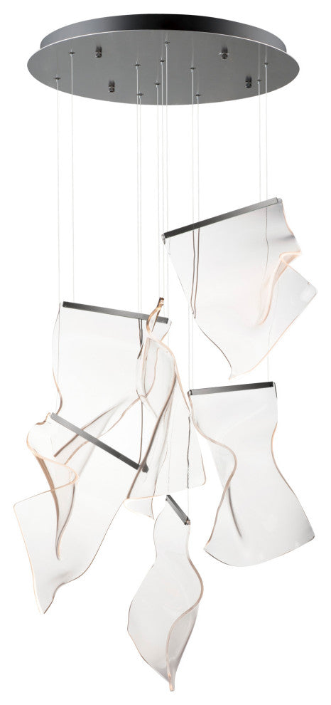 ET2 E24875-133 Rinkle 22"W LED Multi Light Abstract Pendant - Brushed Gunmetal