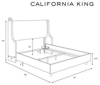 Fully Upholstered Wingback Bed, Zuma Charcoal, California King