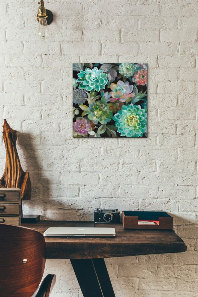 Epic Graffiti "Floral Succulents v2 Crop" by Danhui Nai Giclee Canvas, 12"x12"