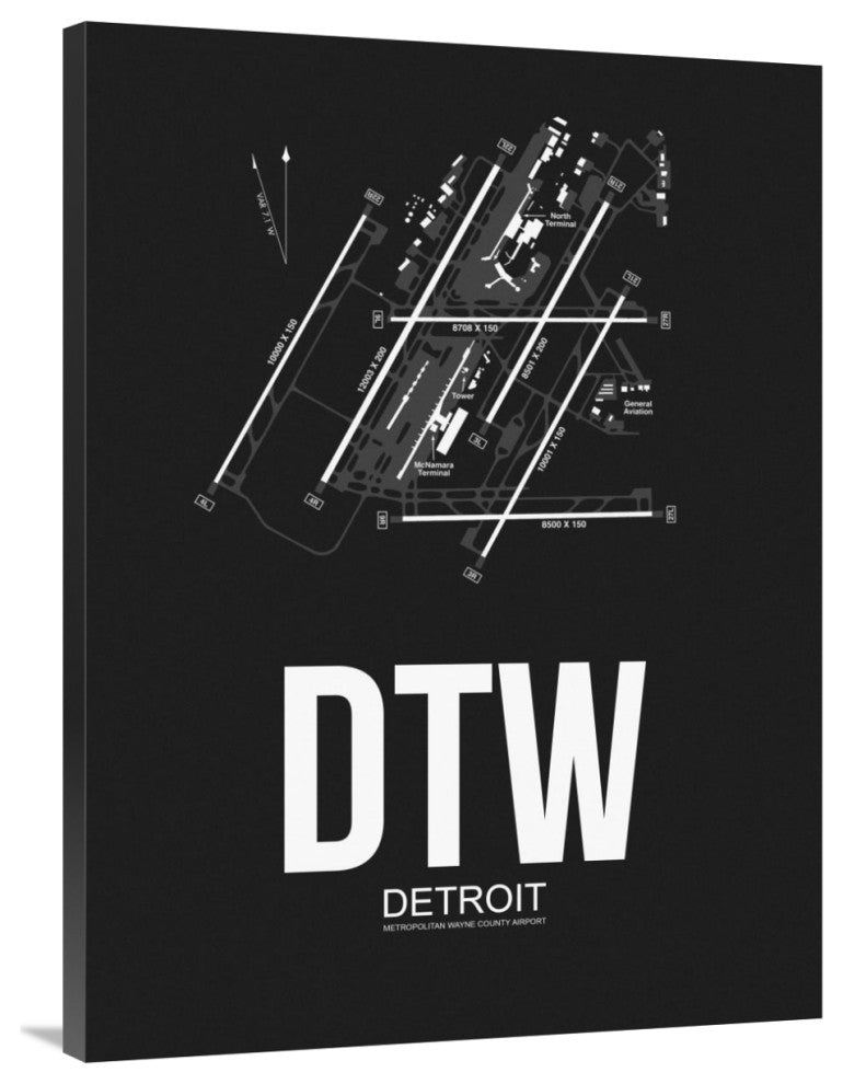 "DTW Detroit Airport Black" Fine Art Print