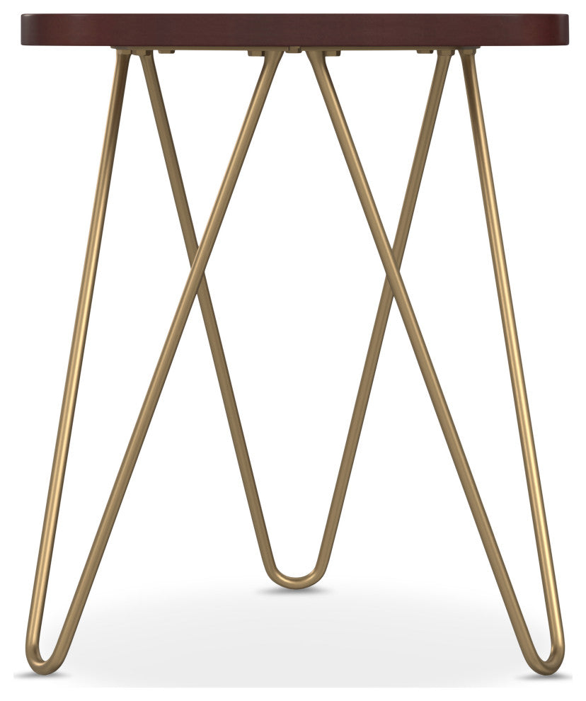 Patrice Metal and Wood Accent Table, Dark Brown, 18"
