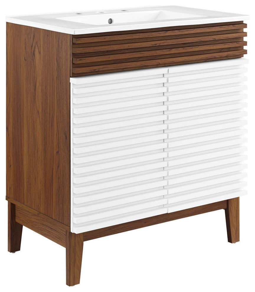 Render 30" Bathroom Vanity Cabinet, White Walnut White