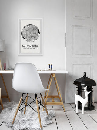 "San Francisco, California Coordinates" Framed Painting Print, 20x30