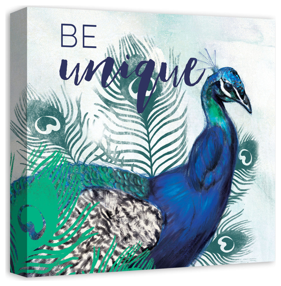 Sketchy Peacock 2 16x16 Canvas Wall Art