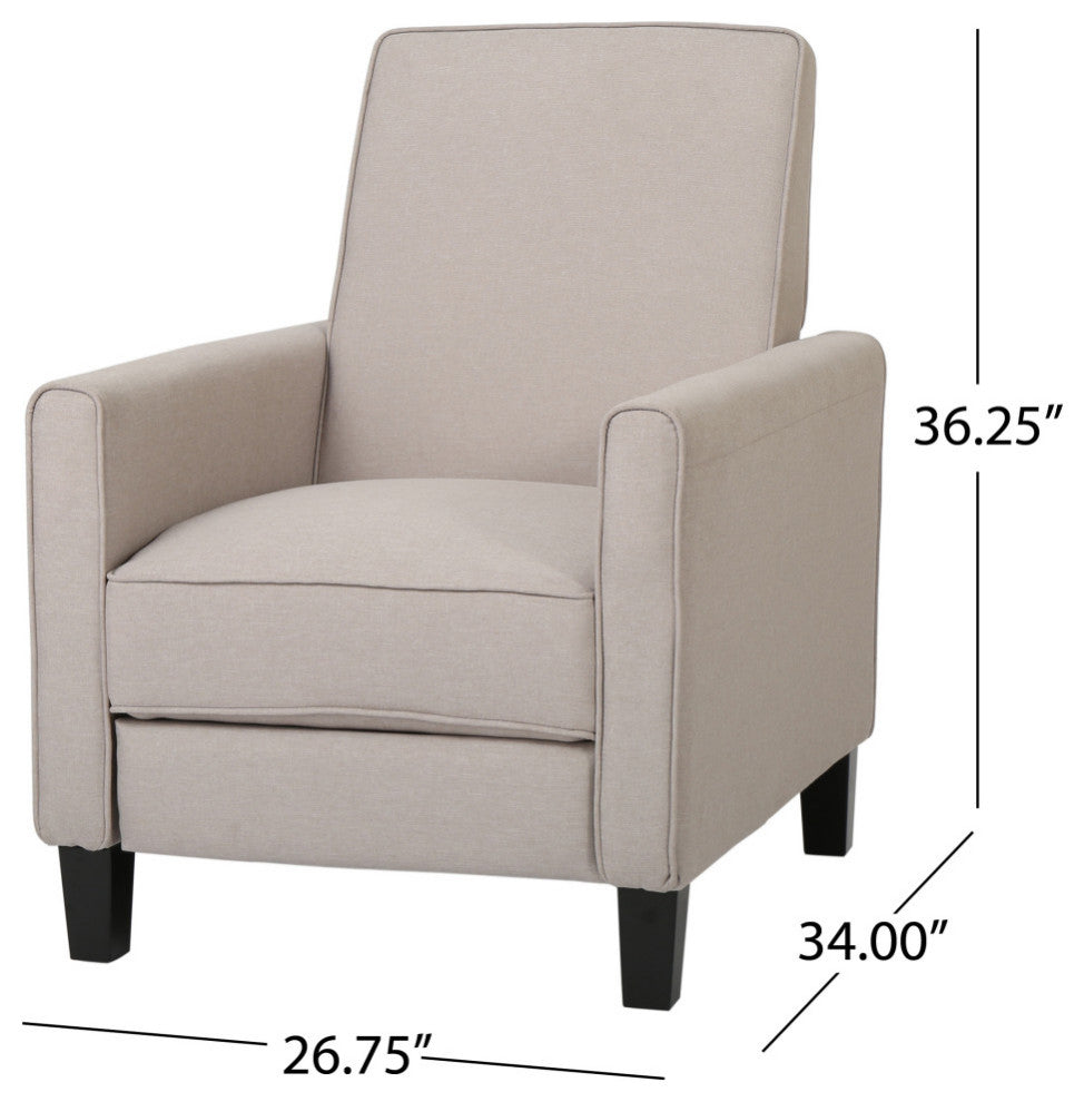 Susan Fabric Recliner, Set of 2, Wheat and Dark Brown