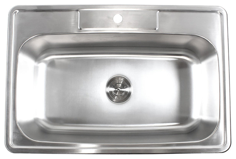 33"x22"x9" Topmount Drop-In Stainless Steel Single Bowl Kitchen Sink Combo