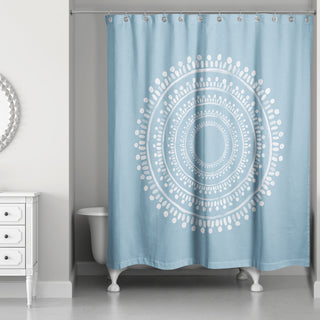 Centered Blue Boho Circle 71x74 Shower Curtain