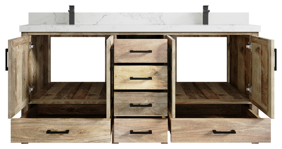 Malibu Mango 72 Double Sink Bath Vanity in White Washed 2" Calacatta Nuvo