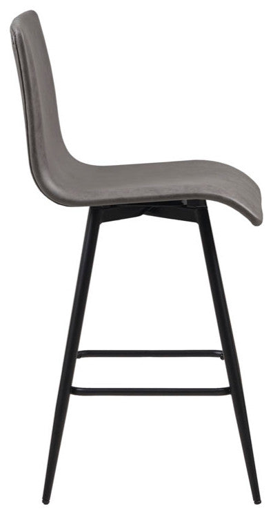 INK+IVY Adams Leather Modern Swivel Counter Stool, Grey Black