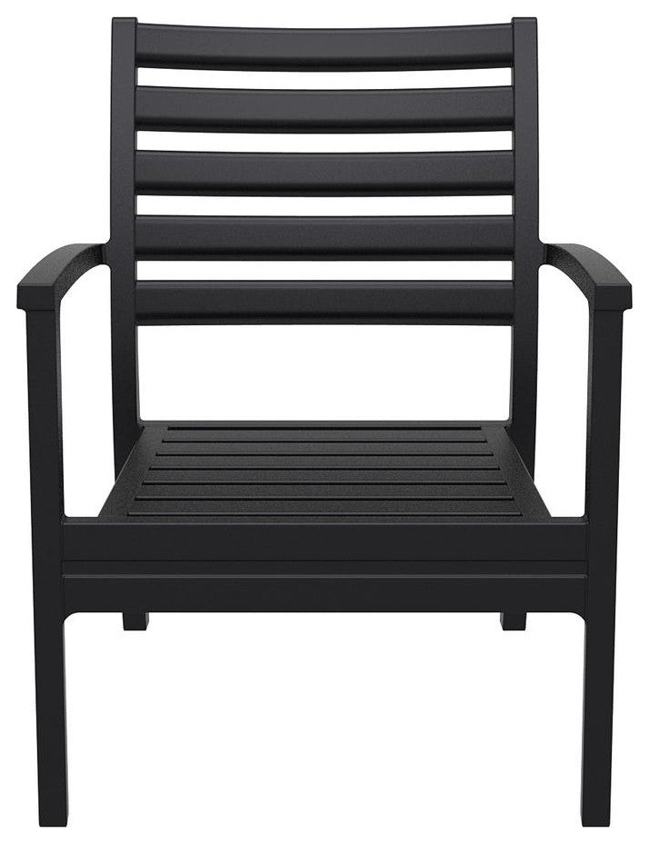 Artemis XL Club Chair Black with Sunbrella Black Cushions, Set of 2