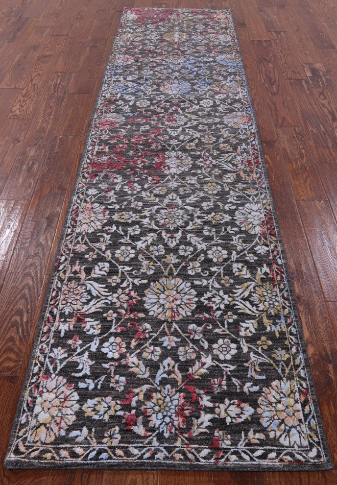 2' 7" X 10' 1" Runner Persian Wool and Silk Hand-Knotted Rug Q7068