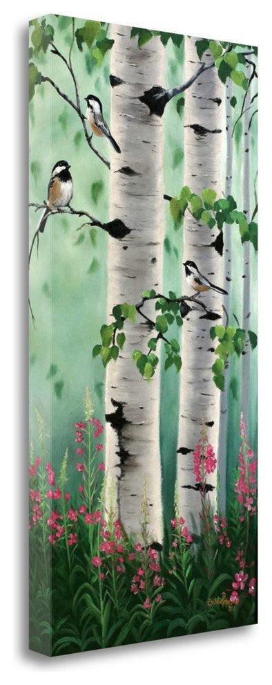 "Chickadees In The Birch Trees" By Julie Peterson, Giclee on Gallery Wrap Canvas