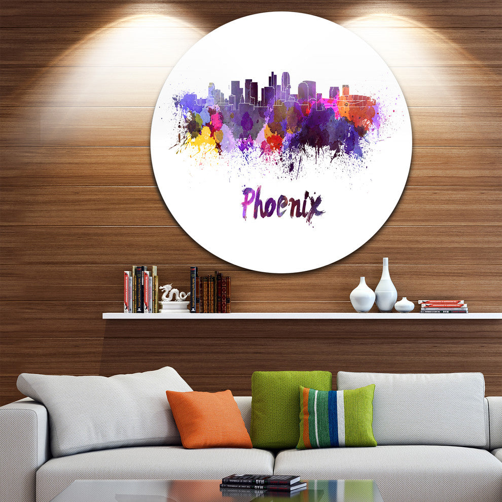 Phoenix Skyline, Cityscape Round Wall Art, 23"