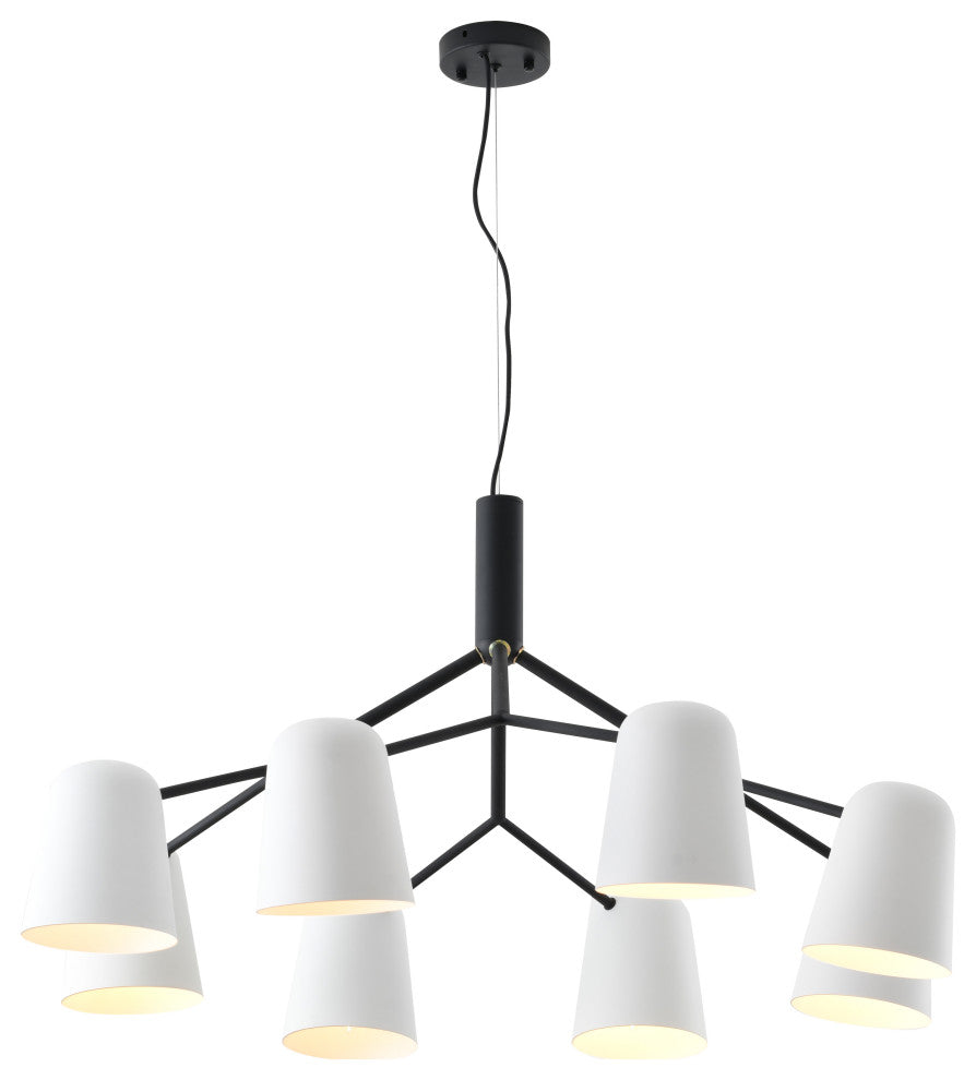 Black Metal Chandelier With White Aluminum Shades