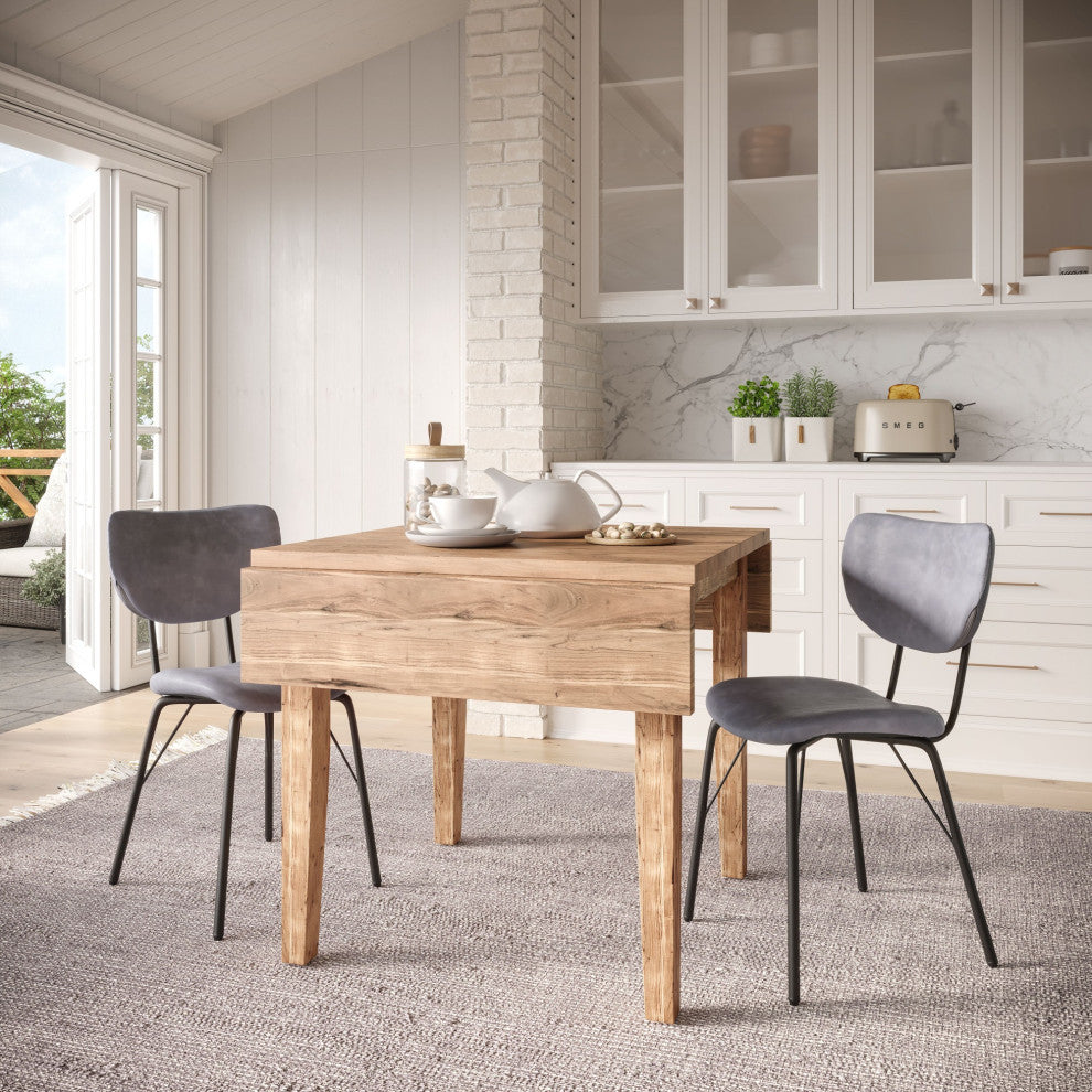 Modern Faux Leather Split-Back Upholstered Dining Chair, Set of 2