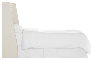 Williams King Nail Button Tufted Wingback Headboard, Linen Talc