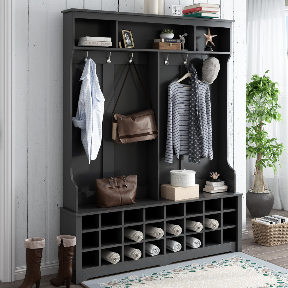 Gewnee Multiple Functions Hallway Coat Rack, Black