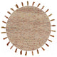 6" Round Beige Sun Tasseled Area Rug