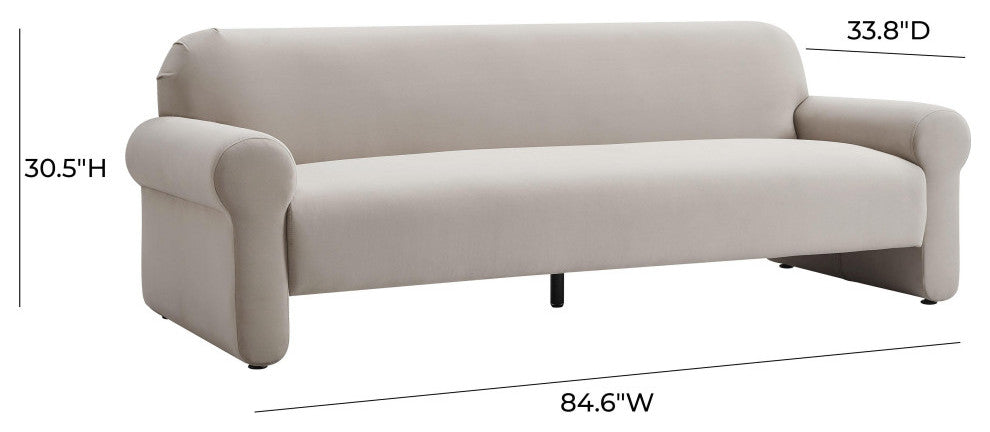 TOV Furniture Keelee Taupe 84" Velvet Sofa