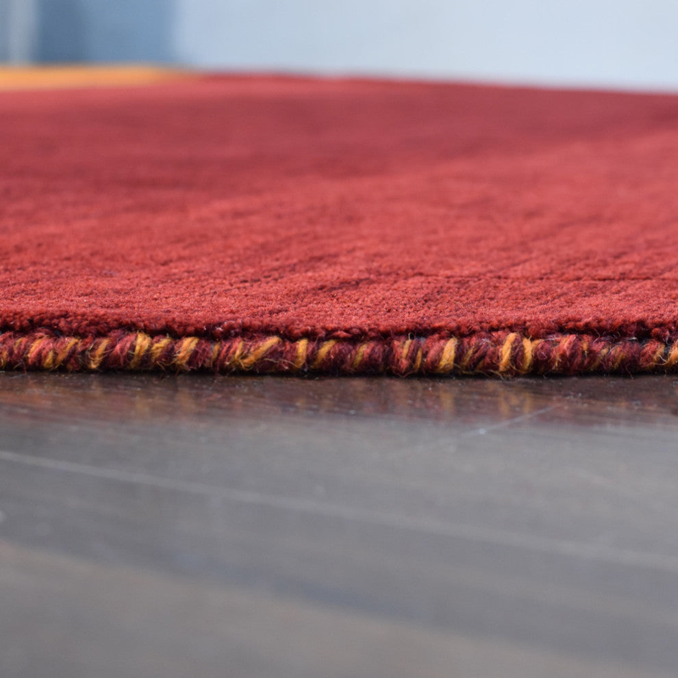 HAND KNOTTED LOOM WOOL ECO-FRIENDLY AREA RUGS - Round, Orange, Contemporary