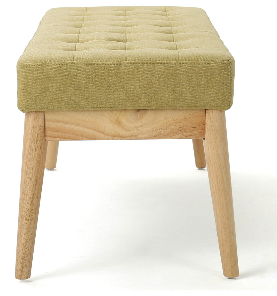 GDF Studio Mid-Century Modern Fabric Upholstered Bench, Olive Green