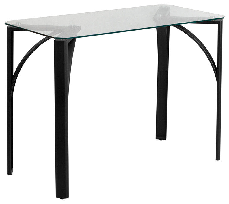 Contemporary Desk With Clear Tempered Glass Top