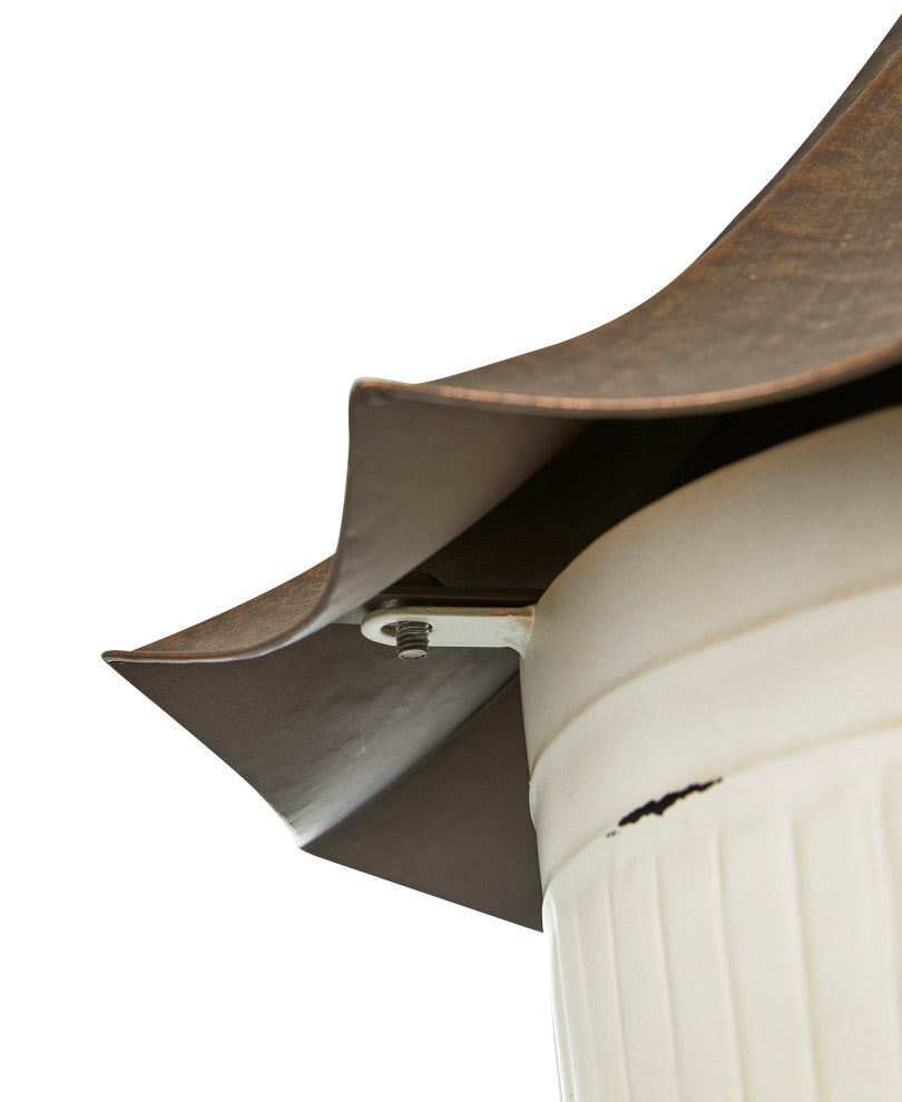 29.75"H Farmhouse Washed White Distressed Metal Pagoda Birdhouse