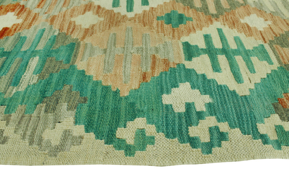 Sun Faded Kilim Farzaneh Ivory/Rust Runner, 2'7x9'8