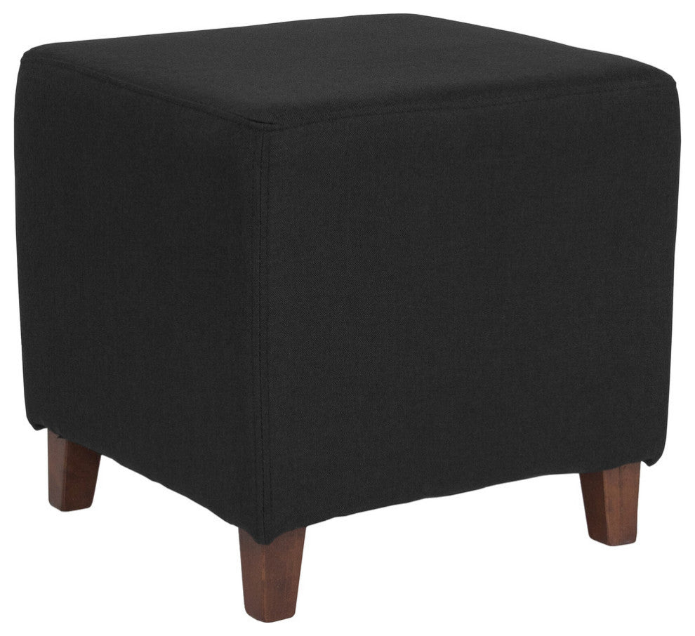 Ascalon Upholstered Ottoman Pouf in Black Fabric