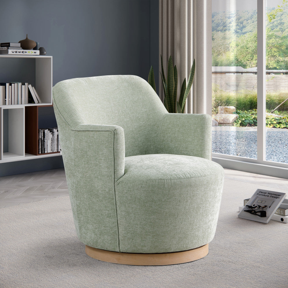 Clarita Swivel Accent Chair, Mint, Chenille Fabric