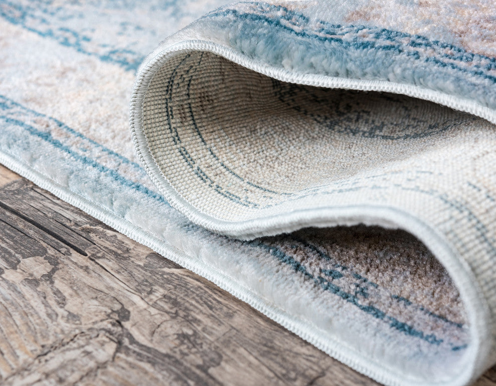 Unique Loom Light Blue Hickory Paris 2' 7 x 6' 0 Runner Rug