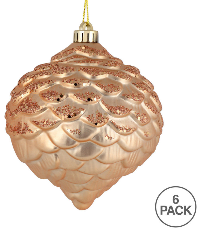 Vickerman N183880D 6" Cafe Latte Glitter Pinecone Christmas Ornament