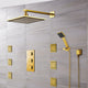 Versilia Gold LED Shower Head, Body Jets, Mixer, Shower Head 8", Body Spray 2"x2