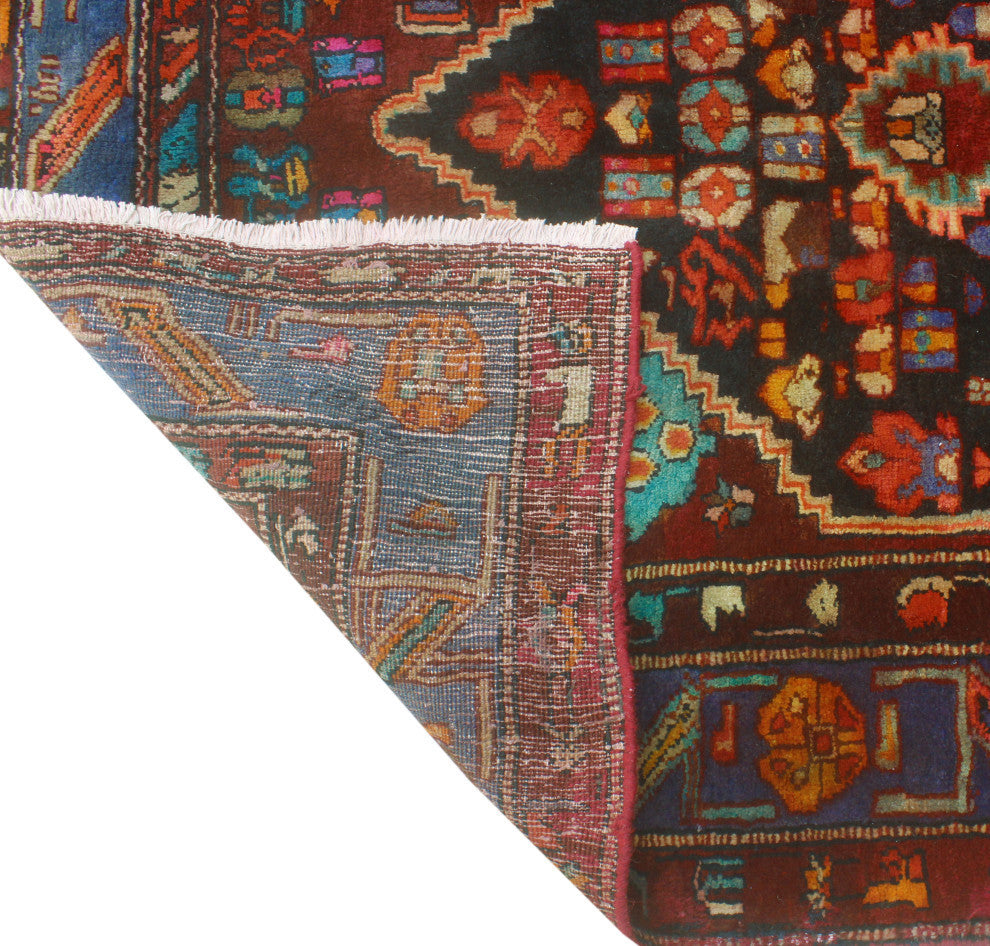 Fine Vintage Distressed Winfred Burgundy/Charcoal Rug, 5'1x8'11