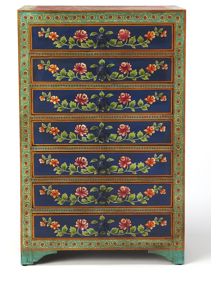 Front-facing full view on white background; best representation of the Zara Hand Painted Chest.
