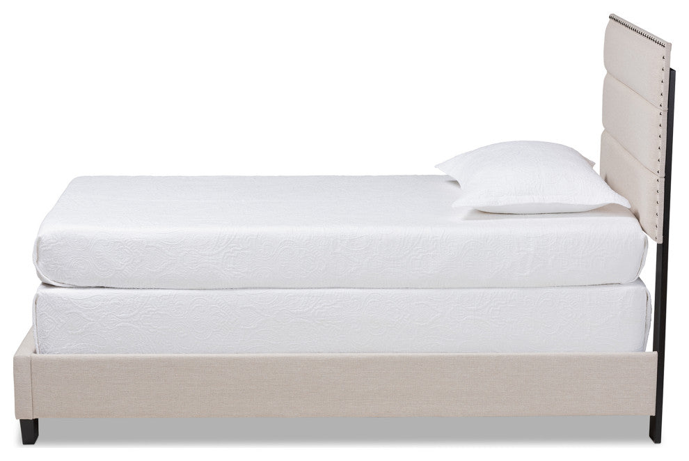 Hockley Beige Fabric Twin Size Bed