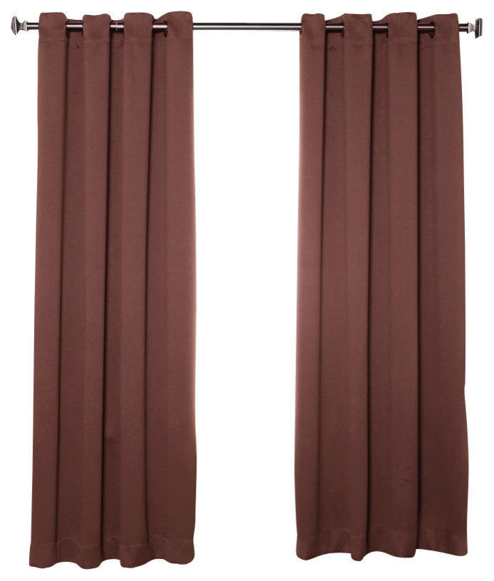Solid Grommet Top Thermal Insulated Blackout Curtains, Chocolate, 72"