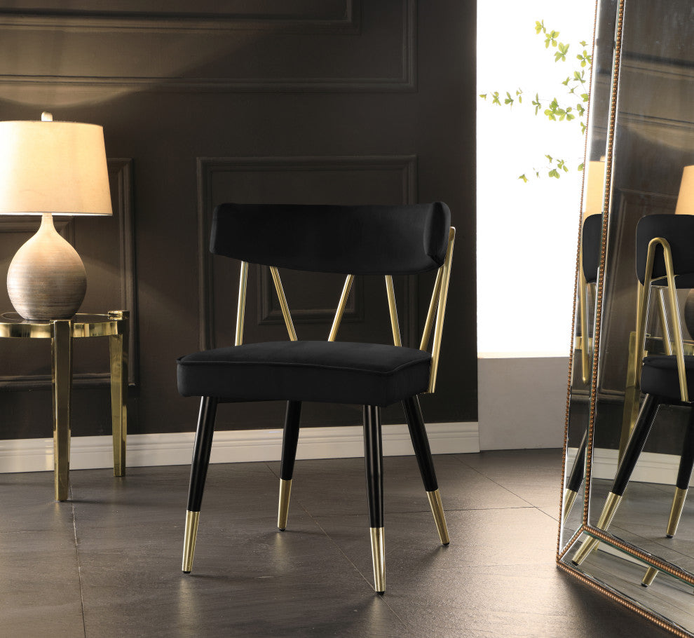 Rheingold Upholstered Dining Chair, Black, Velvet