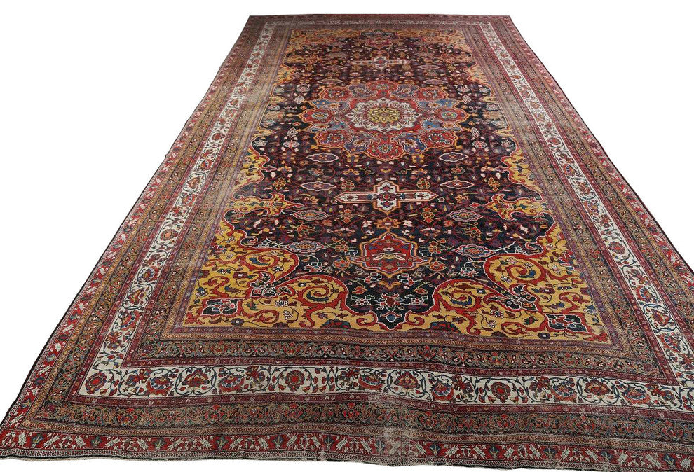 Consigned, Palace Antique Bakhtiari Persian Worn Oriental Area Rug 32'2"x18'0"