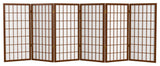 3' Tall Window Pane Shoji Screen, Walnut, 6 Panels