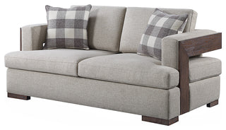 Acme Niamey Loveseat, With 2-Pillows, Fabric/Walnut