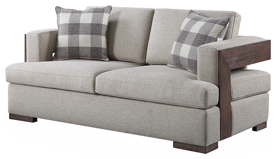 Acme Niamey Loveseat, With 2-Pillows, Fabric/Walnut