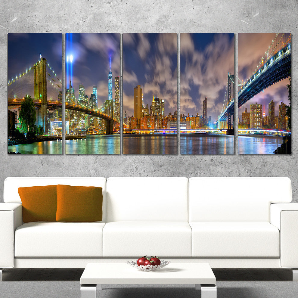 "Manhattan in Memory of September 11" Canvas Print60"x28", 5-Panels